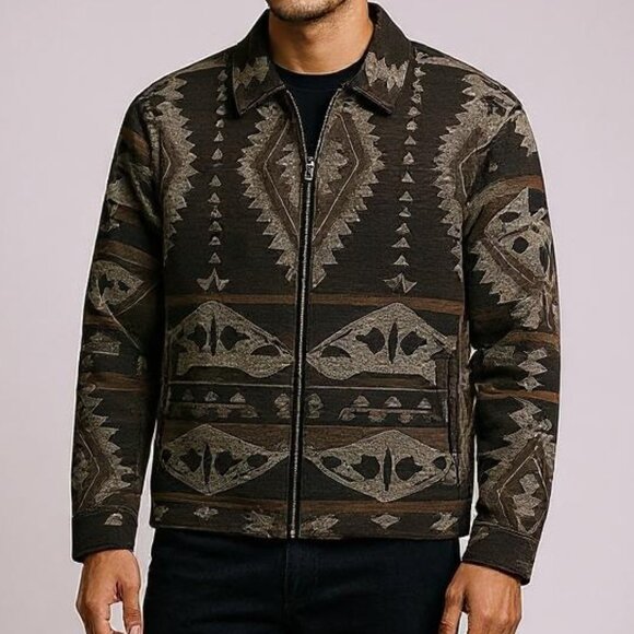 Cotton On - Aztec Sherpa Jacket -  Men’s LARGE - Unisex - Southwest Style - NEW - Picture 1 of 9